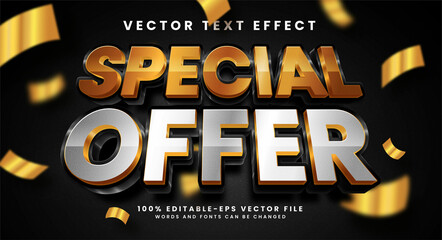 Special offer 3d editable text style effect. Elegant text effect silver and gold color suitable for promotion sale needs. - obrazy, fototapety, plakaty