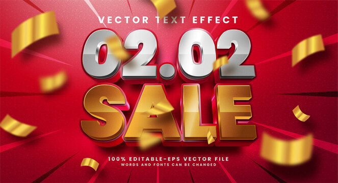 02.02 sale 3d editable text style effect. Elegant text effect with pink color, suitable for sweet product theme.