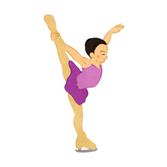 	Cute figure skating girl doing candle spin 01