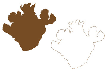 Ringvassoya island (Kingdom of Norway) map vector illustration, scribble sketch Ranes map