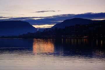 The Neufchâtel lake in the evening. Switzerland the 31st October 2021. 