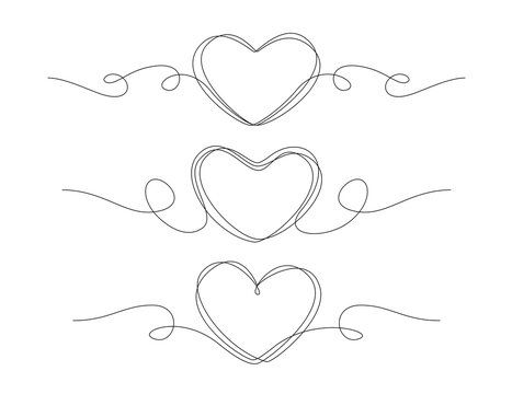 Heart drawn one line. Wedding, love concept sketch vector illustration