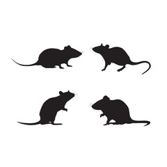 Rat and mouse vector silhouette