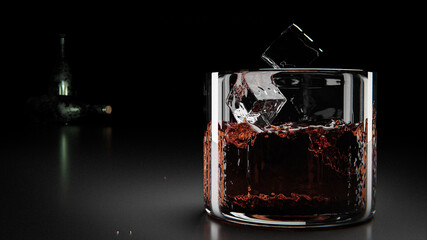 glass of cola with ice