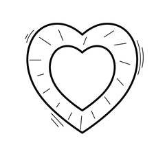 Doodle heart. Hand drawn line valentine heart. Valentine's Day, love. Stock vector doodle illustration isolated on a white background.