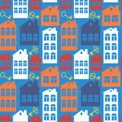 real estate (rent or sale) - houses and keys. Design element. architecture, minimalism