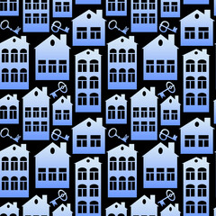 Naklejka premium real estate (rent or sale) - houses and keys. Design element. architecture, minimalism