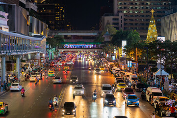 busy traffic in Bangkok new years eve