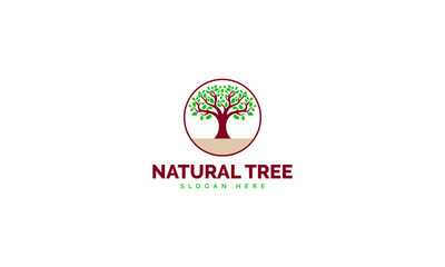 Natural Circle Tree Logo Vector Template