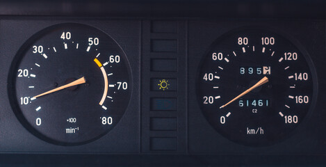 Retro dashboard of the Russian car VAZ
