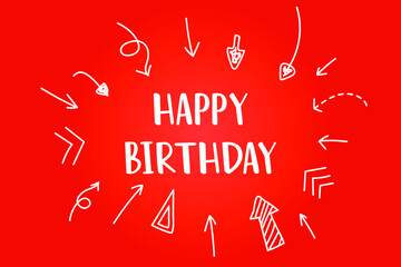 red vector banner displays words happy birthday window sign
