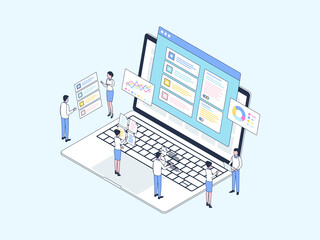 Key Performance Indicator Isometric Illustration Lineal Color. Suitable for Mobile App, Website, Banner, Diagrams, Infographics, and Other Graphic Assets.
