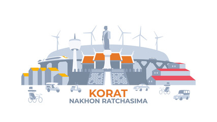 Fototapeta na wymiar Illustration Vector Art about Korat Smart City Nakhon Ratchasima Yamo Thailand