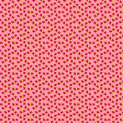 Seamless raster pattern of candy wrapped in red color with yellow stripe on pink background. High quality illustration