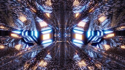 3d illustration of kaleidoscopic 4K UHD glowing tunnel