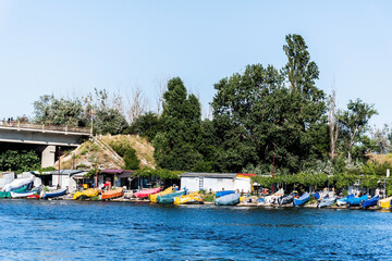 Boats on the shore on Fisherman island. Mangalia, Romania.