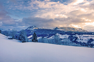 Winter - Allgäu - Panorama - Alpen - Sonnenköpfe - Stadel - Schnee