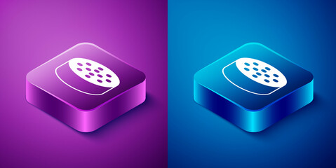 Isometric Water sensor icon isolated on blue and purple background. Square button. Vector