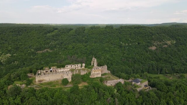 Aerial view of Cabrad Castle near the village of Cabradsky Vrbovok, Slovakia