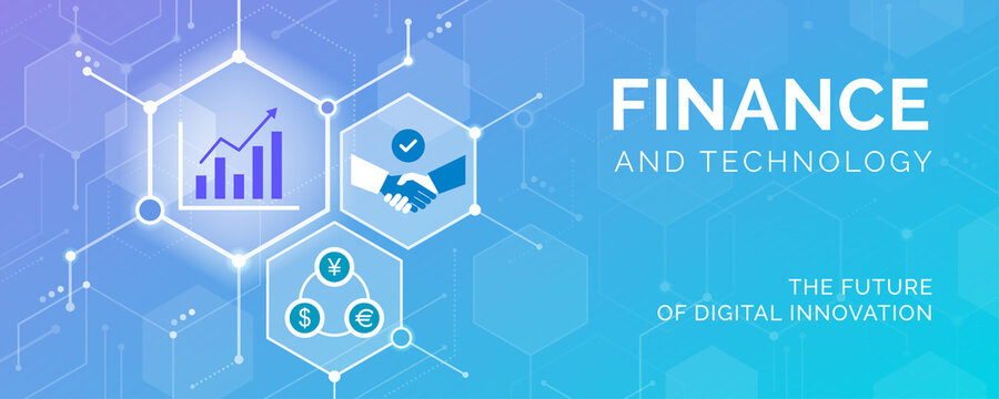 Finance and technology icons connecting together