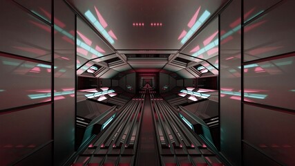 Entrance of sci fi corridor 4K UHD 3D illustration