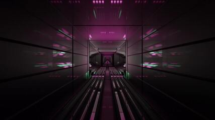 Hallway illuminated with neon lights 4K UHD 3D illustration