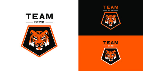 Tiger  Sport Emblem Orange and Black Logo Template