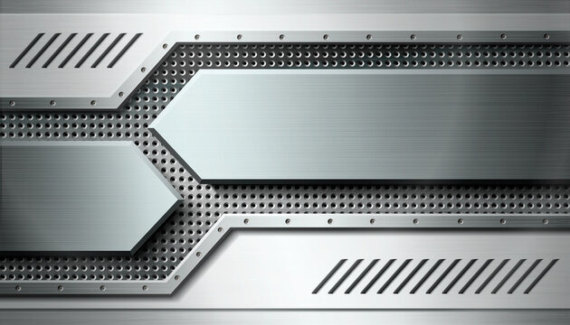 Textured industrial metal background with arrows.