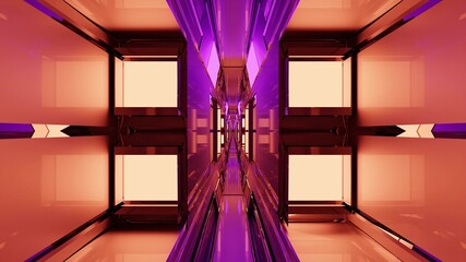 3D illustration of futuristic tunnel with symmetric ornament in 4K UHD