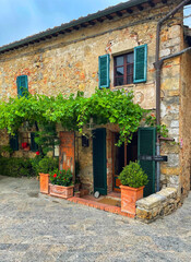 Old fortress restaurant building in Tuscany, Italy.