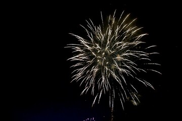 Beautiful fireworks on a beach in Brittany France