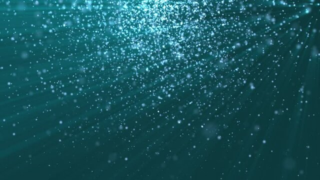 Underwater liquid particles and light beams background animation. Full HD and looping motion background.