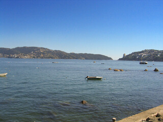 Beautiful view fo Acapulco Bay in a sunny day.