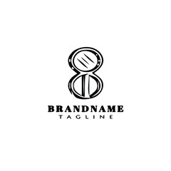 face compact makeup powder cartoon logo icon design template black isolated vector