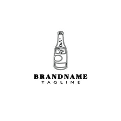 beer bottle cartoon logo icon design template black isolated vector