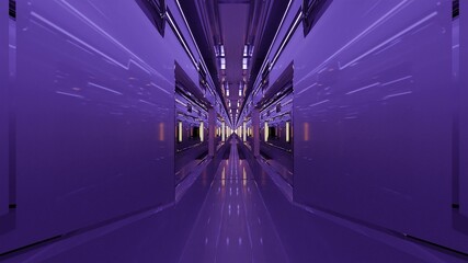 Narrow corridor with reflective walls 4K UHD 3D illustration