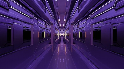 Futuristic labyrinth with violet walls 4K UHD 3D illustration