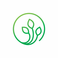 circle green leaf logo design