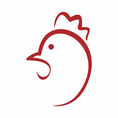 chicken head color art line logo design