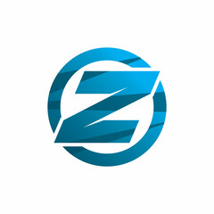 blue circle initial z letter logo design