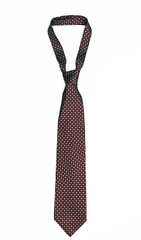 Red silk tie isolated on white background