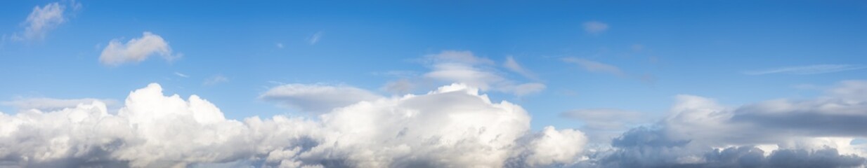 Panoramic View of Cloudscape during a cloudy blue sky sunny day. Taken on the West Coast of British...
