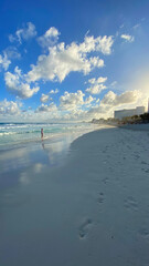 Beautiful sunset in Cancún Beach, Riviera Maya, Mexico.