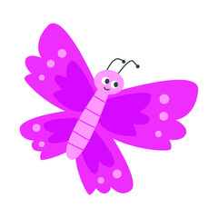 cute pink butterfly illustration. small animal creature drawing for any element decoration. a creative artwork in a vector graphic.