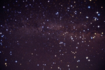 Multicolored stars in the night sky. The Milky Way.