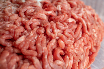 detalle de carne de res molida cruda roja