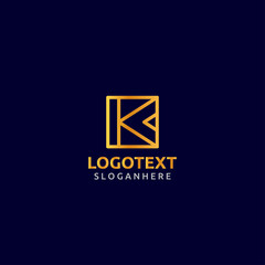 Fototapeta premium K letter golden logo abstract design on dark color background. K alphabet logo