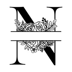 capital letter N alphabet nature letter flower monogram