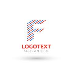Letter F logo. Cross line logo