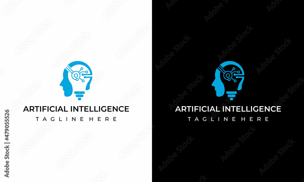 Wall mural Artifical intelligence, conceptual sign and logo. The analytical system. Vector illustration.